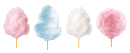 Cotton candy. Sugar clouds 3d vector icon setのイラスト素材