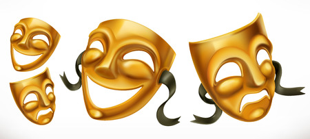 Gold theatrical masks.のイラスト素材