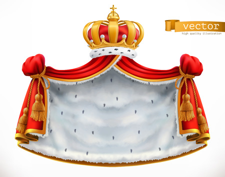 Royal mantle and crown. 3d vector iconのイラスト素材