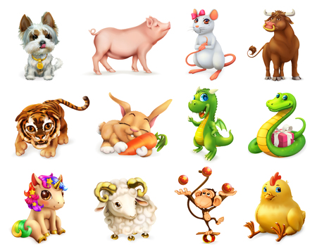 12 zodiac animalのイラスト素材