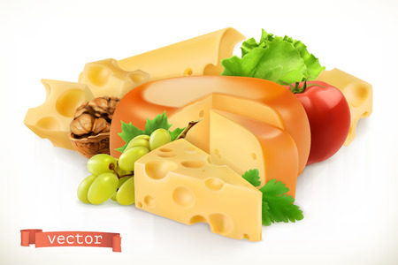 Cheese, fruits and vegetables.のイラスト素材
