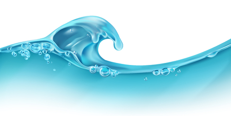Wave of water and bubbles, 3d vectorのイラスト素材