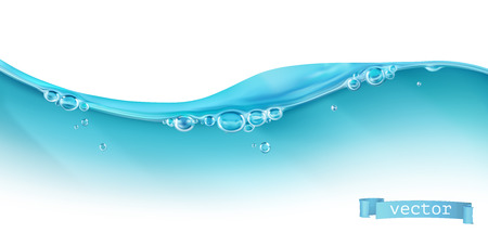 Wave of water and bubbles, 3d vectorのイラスト素材