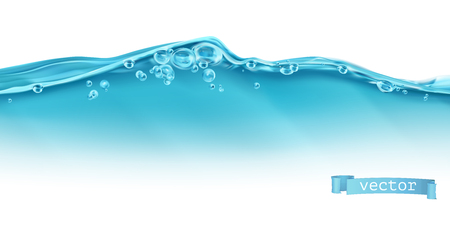 Wave of water and bubbles. 3d vectorのイラスト素材