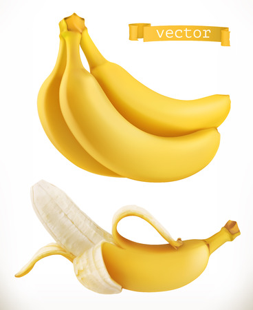 Bananas. Fresh fruit 3d realistic vector iconのイラスト素材