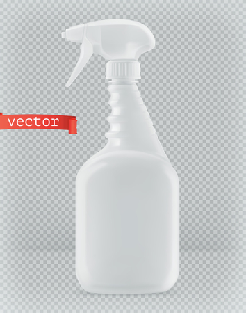 Packaging building and sanitary. White plastic bottle, reiniger cleaner. 3d realism, vector mockupのイラスト素材