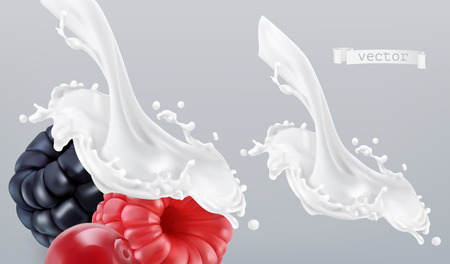 Yogurt, milk splash with berries.のイラスト素材