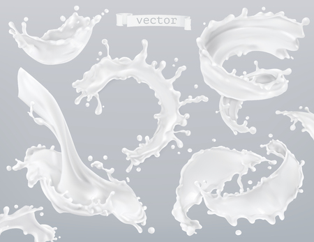 Milk splashes, yogurt, cream.のイラスト素材