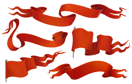 Red flags and ribbons.のイラスト素材