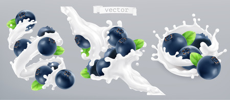 Blueberry and milk splash, yogurt.のイラスト素材