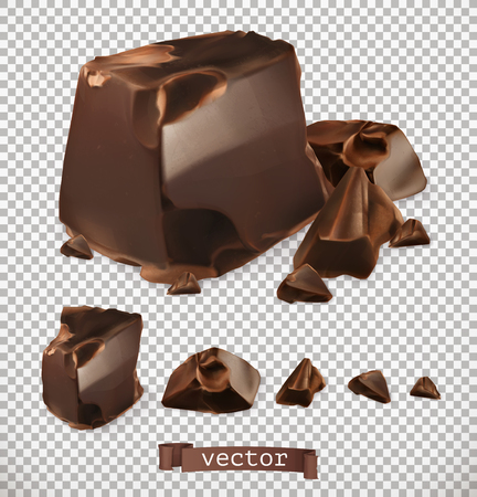 Chocolate pieces, 3d vector setのイラスト素材