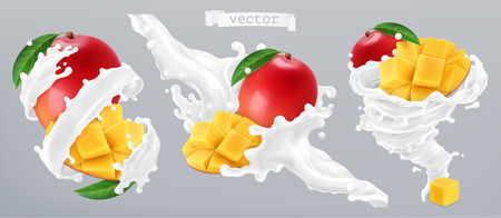 Mango and milk splash, yogurt.のイラスト素材