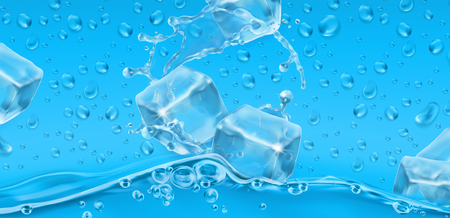 Water drops. Ice. 3d realistic vectorのイラスト素材