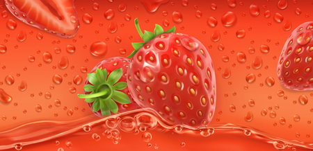 Red drops. Strawberry. 3d realistic vectorのイラスト素材