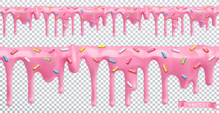 Doughnut glaze. Sweet cream. Seamless pattern. 3d realistic vectorのイラスト素材