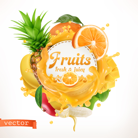 Fruits, 3d  labelのイラスト素材