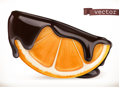 Orange in chocolate. 3d realistic vector iconのイラスト素材