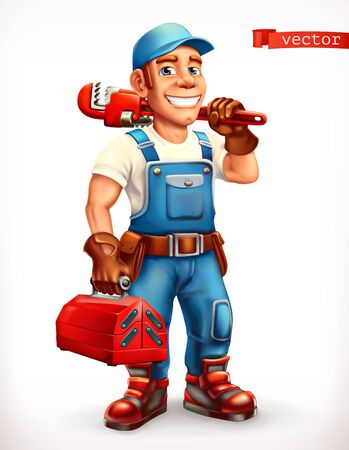 Repairman, cheerful character.のイラスト素材