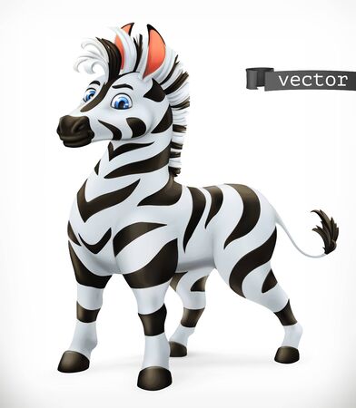 Zebra cartoon character. Funny animal, 3d vector iconのイラスト素材