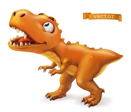 Tyrannosaurus. T. rex dinosaur cartoon character. Funny animal 3d vector iconのイラスト素材