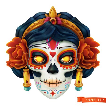 Day of the dead woman on whiteのイラスト素材