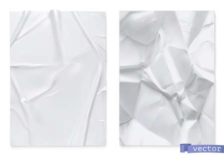 Crumpled sheet of paper. 3d realistic vector textureのイラスト素材