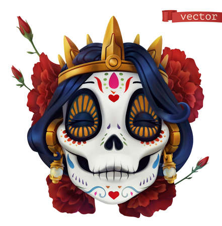 Day of the dead. Dia de los muertos. Skull womanのイラスト素材