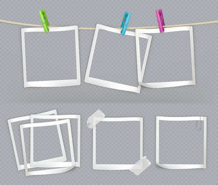 Paper frames with transparency. 3d vector realistic setのイラスト素材