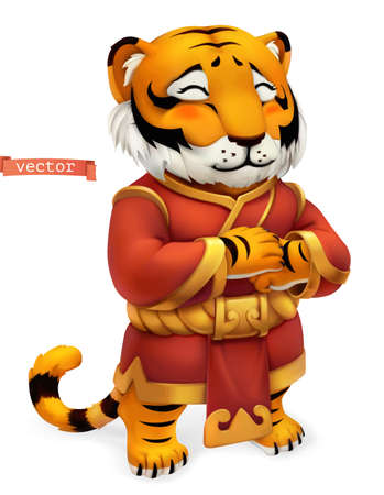 Tiger. Funny animal in the Chinese zodiac, Chinese calendar, 3d vector iconのイラスト素材
