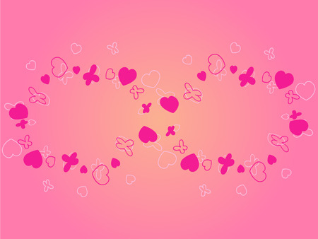 A symbol of endlessness made of pink hearts and butterflies vector pictureのイラスト素材