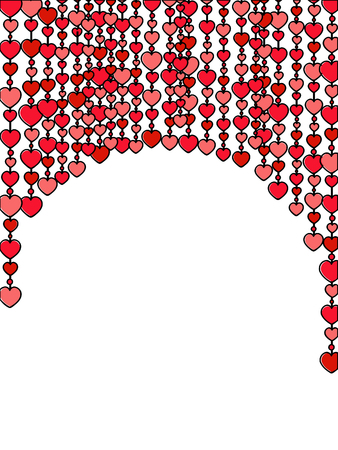 frame made of vertical heart rows on the white backgroundのイラスト素材