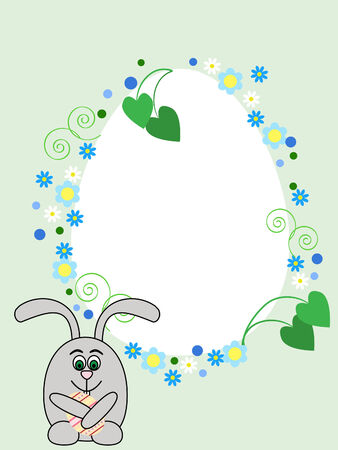 Egg shaped greeting card with Easter rabbitのイラスト素材