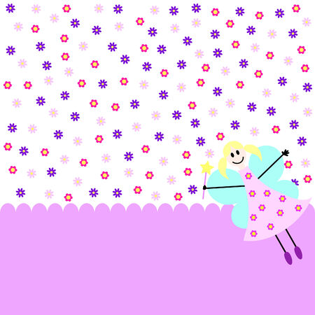 greeting card with fairy girl and flowersのイラスト素材