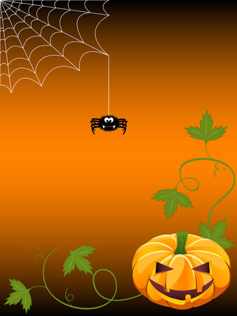 Halloween background with jack-o-lantern and spiderのイラスト素材