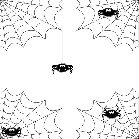 cute spider with net in 4 different varietiesのイラスト素材