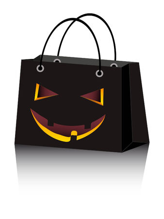  Halloween shopping bag with scary faceのイラスト素材