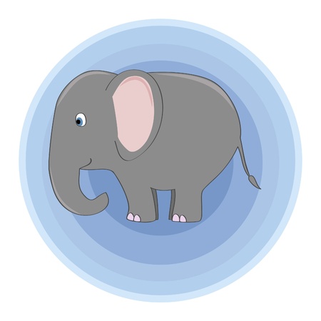 a cute elephant over the blue circles backgroundのイラスト素材