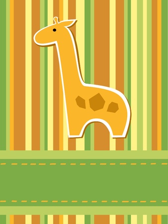 greeting card with stripes and giraffeのイラスト素材