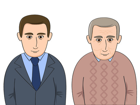one person in young and old ageのイラスト素材