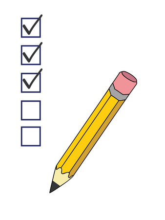 a pencil putting ticks in checkboxesのイラスト素材