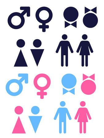 set of vector icons symbolizing male and female personsのイラスト素材