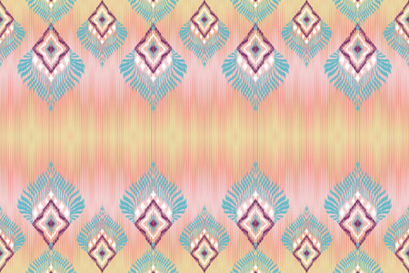 Ikat Ethnic Peacock tribal seamless pattern for wallpaper,decoration,fabric and textile, background,...