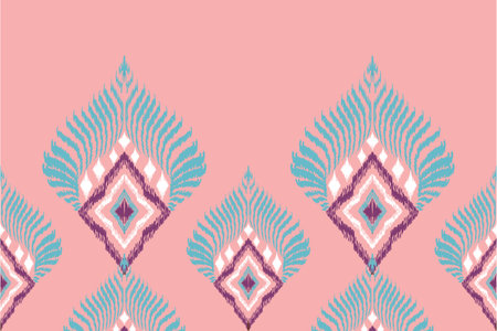 Ikat Ethnic Peacock tribal seamless pattern for wallpaper,decoration,fabric and textile, background, rug.のイラスト素材