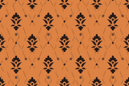 Ikat tribal Indian seamless pattern. Ethnic Aztec fabric carpet mandala ornament native boho chevron textile.Geometric African American oriental traditional vector illustrations.のイラスト素材