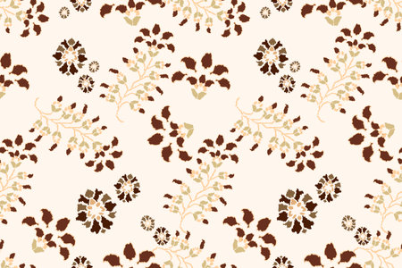Seamless pattern with decorative flowers in retro style. Vector illustration.のイラスト素材