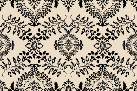 Oriental vector damask pattern. Talavera pottery. Azulejos portugal. Turkish ornament. Spanish porcelain. Ceramic tableware, folk print. Ethnic background. Mediterranean wallpaper.のイラスト素材