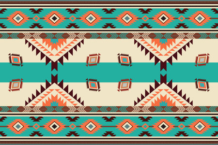 Navajo tribal vector seamless pattern. Native American ornament. Ethnic South Western decor style. Boho geometric ornament. Vector seamless pattern. Mexican blanket, rug.のイラスト素材