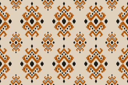 Ikat geometric folklore ornament. Oriental vector damask pattern. Ancient art of Arabesque. Tribal ethnic texture. Aztec style. Indian rug. Gypsy, Mexican embroidery.のイラスト素材
