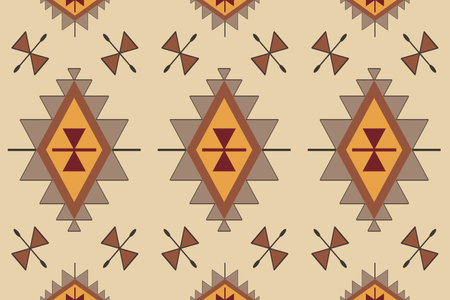 Navajo tribal vector seamless pattern. Native American ornament. Ethnic South Western decor style. Boho geometric ornament. Vector seamless pattern. Woven carpet illustration.のイラスト素材