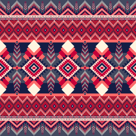 Navajo tribal vector seamless pattern. Native American ornament. Ethnic South Western decor style. Boho geometric ornament. Vector seamless pattern. Mexican blanket, rug.のイラスト素材
